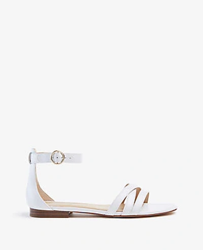 Ann Taylor Karmin Leather Flat Sandals In White