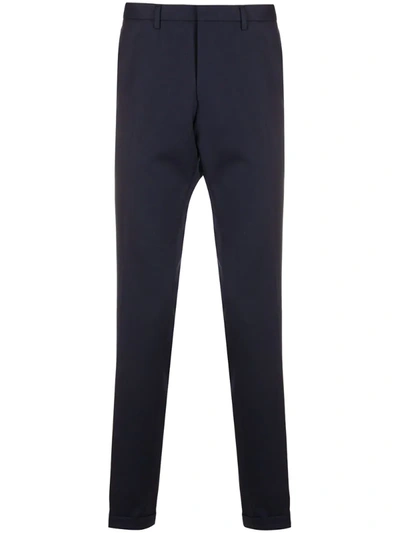 Hugo Boss Boss Navy Single Pleat Cuffed Trousers In Blue