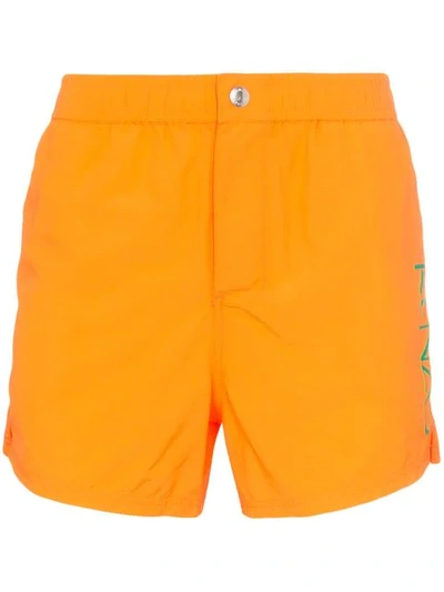 Kenzo Orange Logo Print Swim Shorts