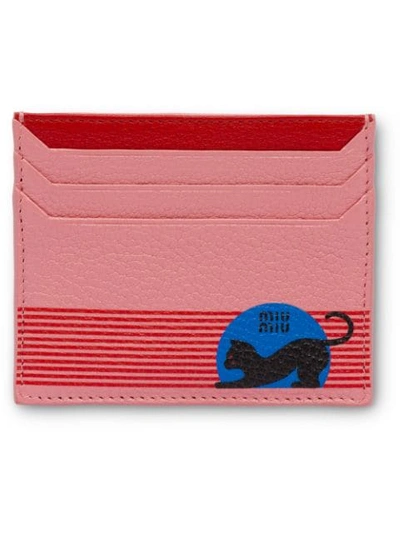 Miu Miu Madras Cardholder In Pink