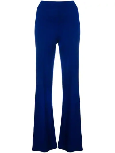 D-exterior High Waisted Flared Trousers In Blue