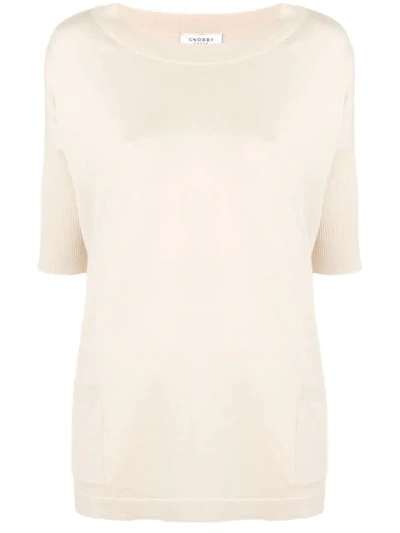 Snobby Sheep Short-sleeved Knitted Top In Neutrals