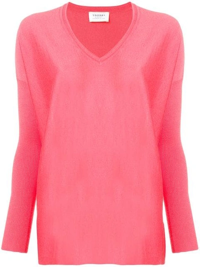 Snobby Sheep V-neck Jumper In Pink