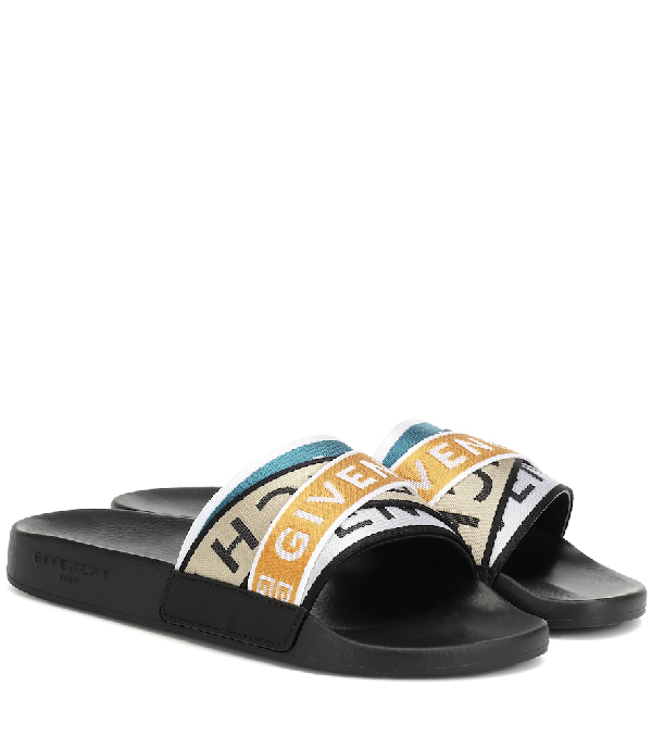 givenchy flat webbed logo slides