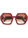 Valentino Eyewear Oversized Sunglasses - Red