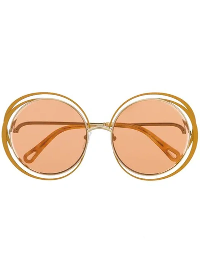 Chloé Carlina Round-frame Sunglasses In Yellow