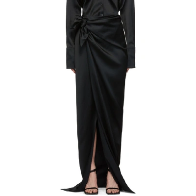 Balenciaga Tie-detail Satin Skirt In 1000 Black