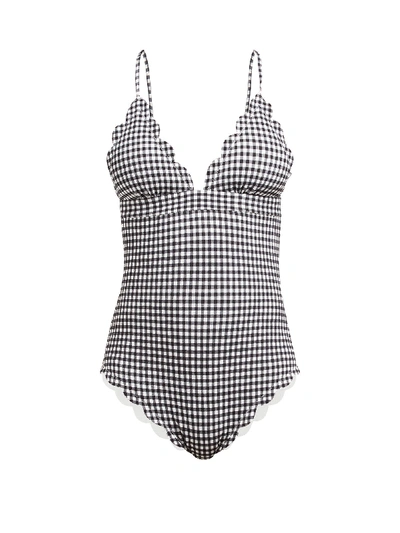 Marysia Santa Clara Scalloped One-piece Maillot Swimsuit In Black White