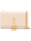 Saint Laurent Monogram Tassel Shoulder Bag In Neutrals