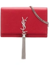 Saint Laurent Small Monogram Tassel Chain Wallet In Red