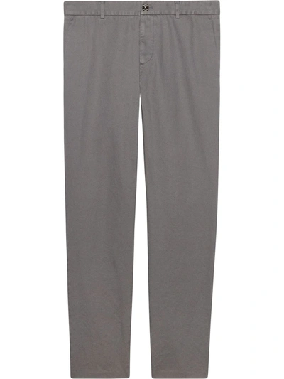 Gucci Cotton Drill Chinos In Grey