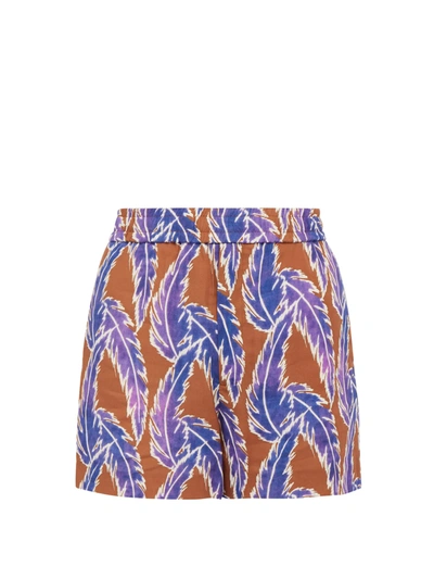 You As Orion Leaf-print Twill Shorts In Brown