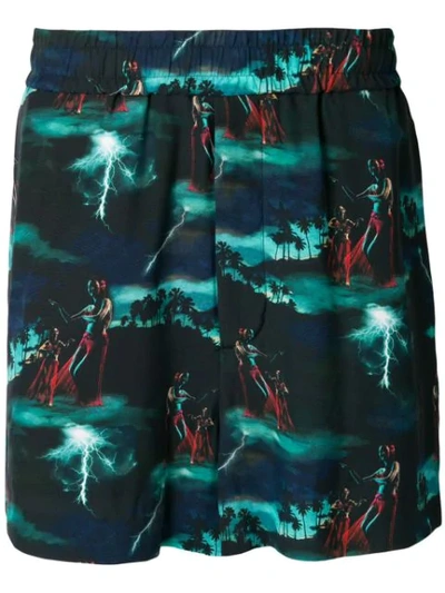 You As Orion Hawaiian Storm-print Shorts In Deep Jade