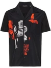 Neil Barrett Sliced Anemone-print Cotton Hawaiian Shirt In Black