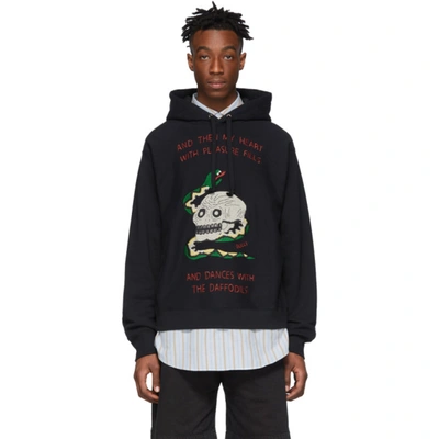 Gucci Embroidered Loopback Cotton-jersey Hoodie In Black