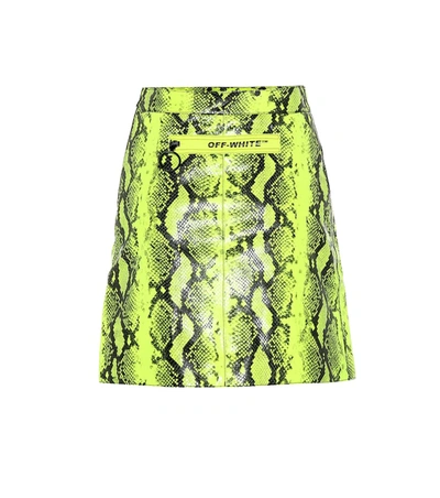 Off-white Neon Snake-effect Leather Mini Skirt In Animal