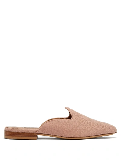 Le Monde Beryl Venetian Backless Linen Slipper Shoes In Pink