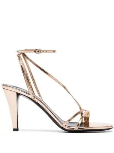 Isabel Marant Arora Mirrored Leather Sandals In Rosegold