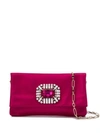 Jimmy Choo Titania Hot Pink Satin Clutch Bag With Jewelled Centre Piece