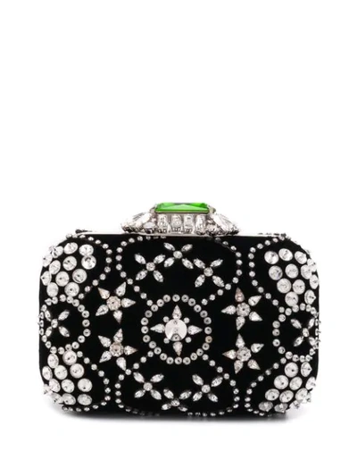 Jimmy Choo Cloud Black Star Crystal Embroidered Clutch Bag With Crystal Clasp