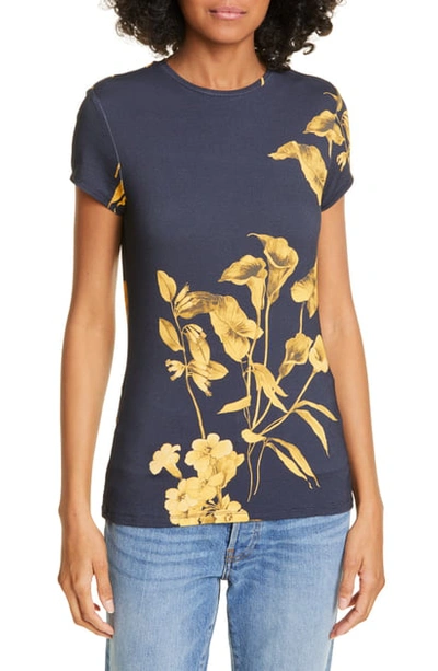 Ted Baker Roslo Floral Graphic Tee In Dark Blue