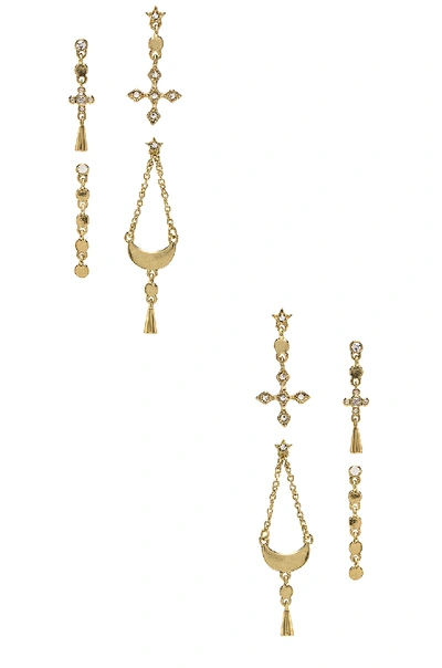 Luv Aj The Celestial Hanging Studs Set In Gold