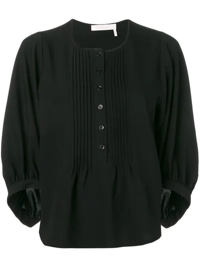 See By Chloé Pleated Bib Blouse In Black
