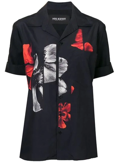Neil Barrett Floral Print Shirt In Black