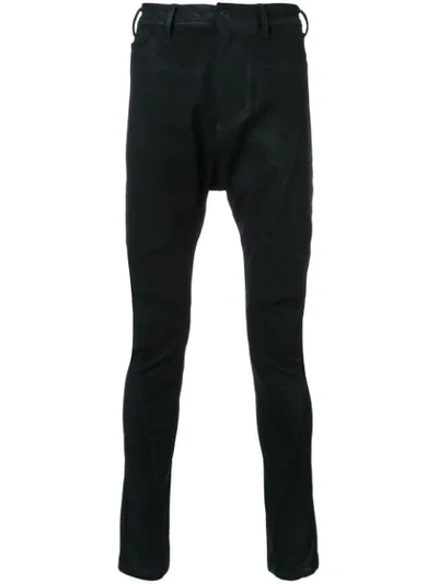 Julius Coated Drop-crotch Jeans In Black