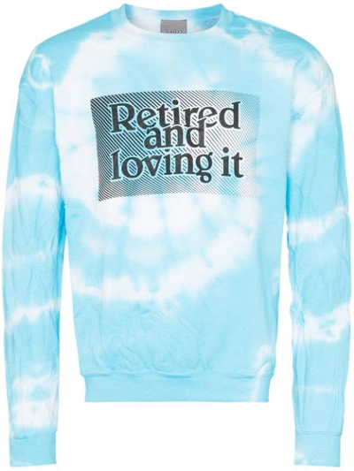 Ashley Williams Retired And Loving It Tie Dye Cotton Sweatshirt In Blue