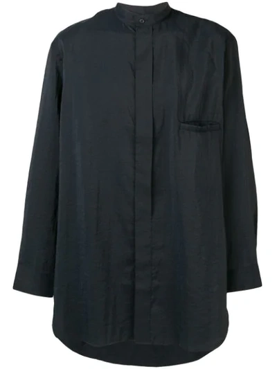 Lemaire Mandarin Neck Shirt In Black