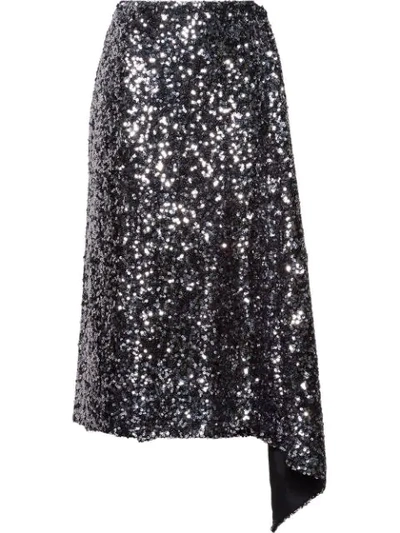 Miu Miu Draped Sequined Skirt In Silver