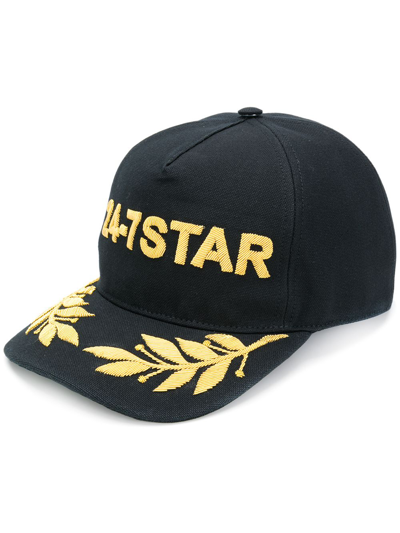 Dsquared2 24-7 Star Embroidered Baseball Cap In Black