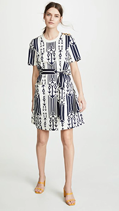 Tory Burch Belted T-shirt Dress In Seafaring Stripe