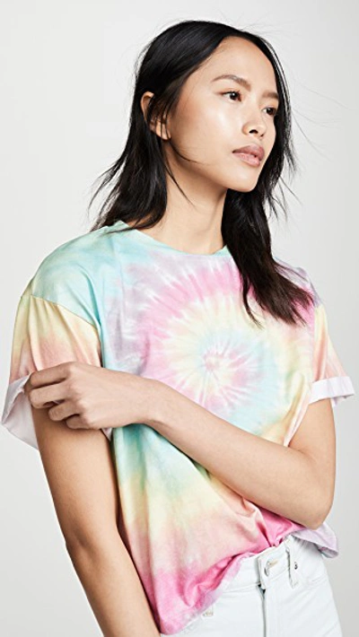 Alice And Olivia Evan Oversized Roll Sleeve Tee In Pastel Multi