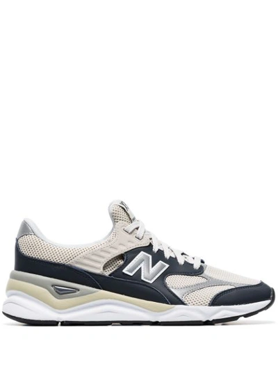 New Balance Leather And Canvas Grey And Blue X90 Sneakers