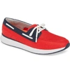 Swims Breeze Wave Boat Shoe In Red Alert/ Navy Fabric