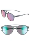 Nike Kismet 54mm Round Sunglasses In Matte Cool Grey/ Teal