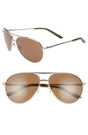 Nike Chance 61mm Aviator Sunglasses In Light Gold/ Brown