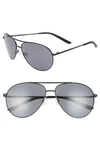 Nike Chance 61mm Aviator Sunglasses In Satin Black/ Dark Grey