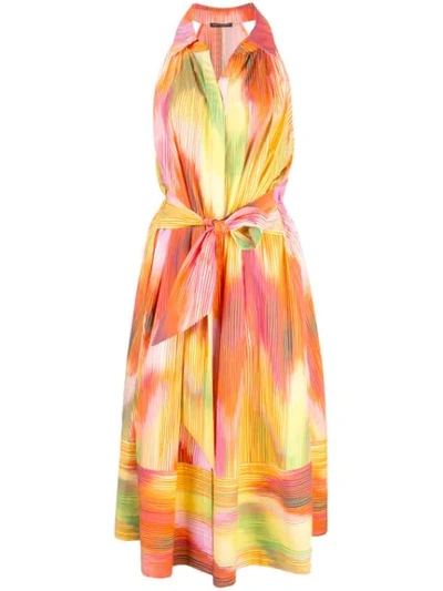Josie Natori Abstract Print Midi Dress In Multicolour