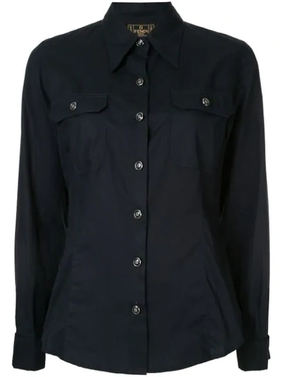Pre-owned Fendi 1990s Pointed Collar Shirt In Blue