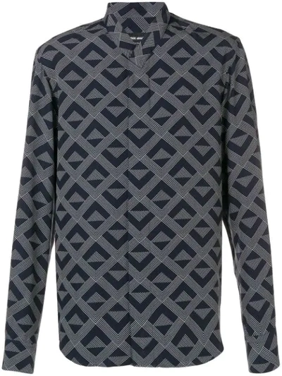 Giorgio Armani Geometric Pattern Shirt In Blue