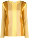 Mansur Gavriel Colorblock Long Sleeve Crewneck Top In Yellow