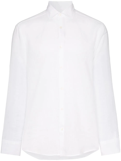 Frescobol Carioca Long-sleeved Linen Shirt In White