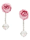Miu Miu Crystal Earrings With Rose In Pink