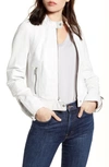Andrew Marc Leather Racer Jacket In White