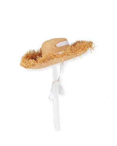 Lola Hats Alpargatas Raw-edge Raffia Sun Hat In Natural/white