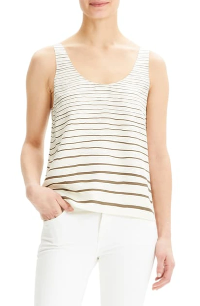 Theory Striped Scoop-neck Silk Tank Top In Cargo