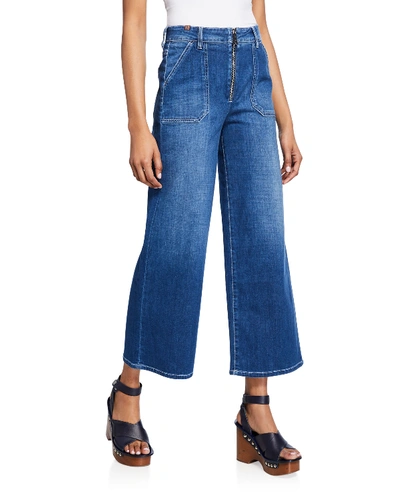 Atelier Notify Malia Cropped Wide-leg Jeans In Dark Blue